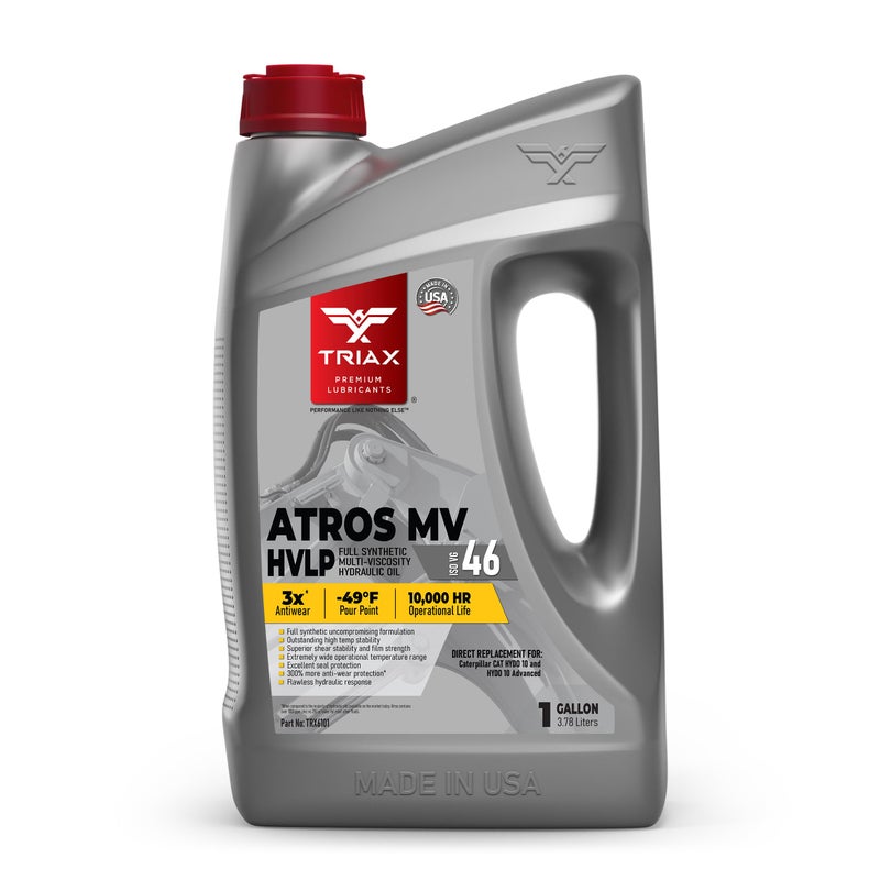 TRIAX Atros Multivis HVLP 46 Full Synthetic Hydraulic Oil, 300% Additive Anti-Wear Boost, 7,000-10,000 Hour Life, Arctic Grade -54 Cold Flow and High Temp Operations (1 Gallon) - Image 1